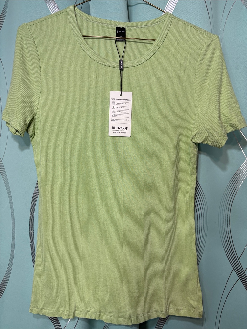 Ribbed Short Sleeve Tee in Light Green